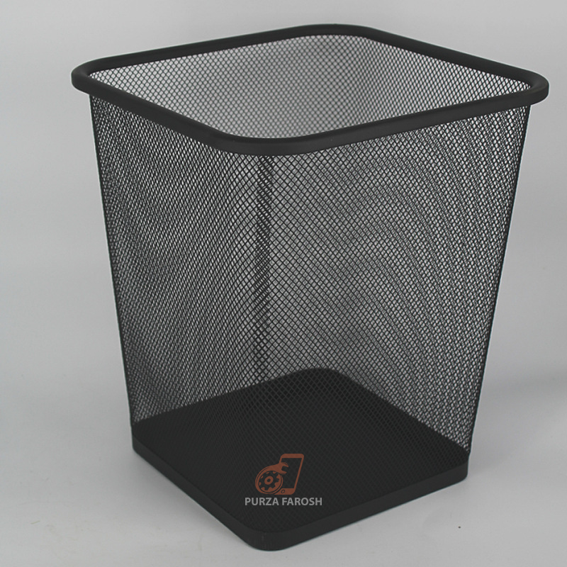 Jali 2 Metal mesh Square black can iron trash basket storage tools bin creative Shop/office - Image 1