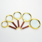 100mm 10X Handheld Mobile/Jewelry Magnifier Magnifying Glass Red Brown Handle
