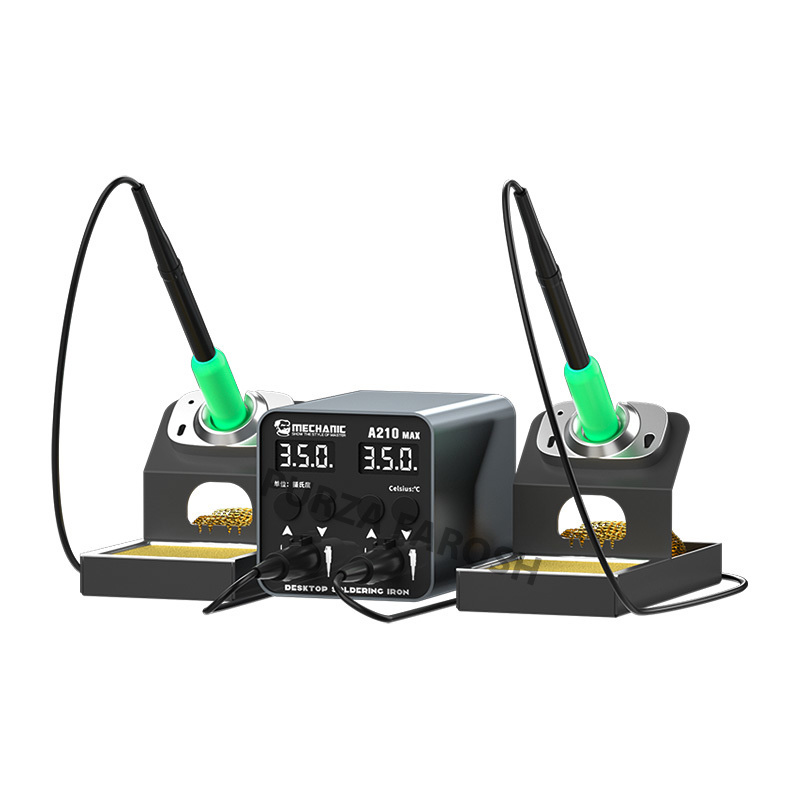 A210 MAX Dual-Station Constant Temperature Soldering Iron MECHANIC A210 Max Dual Constant Temperature Soldering Station 5 Storage Universal C210 Soldering Iron Handle Rework Station Tool - Image 1