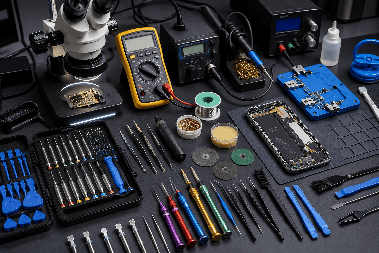 China mobile repairing tools including precision screwdrivers, digital microscope, multimeter and PCB repair equipment